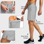 Men's Running Shorts with Zipper Pockets 7 Inch Lightweight Quick Dry Gym Athletic Workout Shorts for Men (Light Grey, L)
