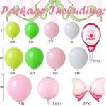 Tennis Party Decorations 150pcs Tennis Balloon Arch Garland Kit Pink Green White Latex Balloon with Tennis Ball Racket Foil Balloons for Sports Pickleball Birthday Decorations (Pink Green White)