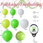 Tennis Balloon Arch Garland Kit 150pcs Green White Latex Balloon with Tennis Ball & Racket Foil Balloons for Tennis Party Pickleball Birthday Sports Themed Party Decorations (Green White)