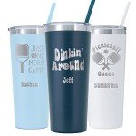 AVITO 22 oz Vacuum Insulated Tumbler - Laser Engraved Stainless Steel Drinking Cup with Lid and Straw - Personalized Pickleball Gift
