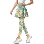 Daulesho Hawaii Frangipani Yoga Legging with Skirts for Women, Tropical Plants Athletic Tennis Skirt with Leggings Island Style Ladies Tennis Pickleball Clothing-S