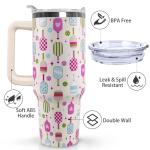 Ceovfoi 40 oz Pickleball Coffee Mug Vacuum Insulated Travel Tumbler with Handle, Lid & Straw - Perfect Pickleball Gifts for Players, Coaches, Lovers | Pickleball Accessories