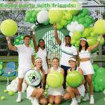 Tennis Balloon Arch Garland Kit 150pcs Green White Latex Balloon with Tennis Ball & Racket Foil Balloons for Tennis Party Pickleball Birthday Sports Themed Party Decorations (Green White)