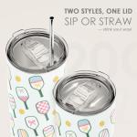 SANDJEST Pickleball Tumbler 20oz, Stainless Steel Travel Cup with Lid, Insulated Coffee Mug, Pickleballs Gifts for Women Girls Friends Sisters Players on Birthday Christmas