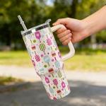 Ceovfoi 40 oz Pickleball Coffee Mug Vacuum Insulated Travel Tumbler with Handle, Lid & Straw - Perfect Pickleball Gifts for Players, Coaches, Lovers | Pickleball Accessories