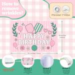Pickleball Birthday Party Decorations for Girls Backdrop Pink Green Pickleball Themed Happy Birthday Backdrop Banner for Boy Girl Player Sports Floral Balloon Bday Decor Supplies Photo Props 5 * 3ft