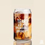 Panvola Tears of My Pickleball Opponents Pickleball Gifts Glass Cup with Bamboo Lids Glass Straw Beer Can Shaped Glass Iced Coffee Glasses Drinking Jars Beer Glasses Glass Cans 16oz