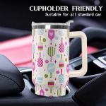 Ceovfoi 40 oz Pickleball Coffee Mug Vacuum Insulated Travel Tumbler with Handle, Lid & Straw - Perfect Pickleball Gifts for Players, Coaches, Lovers | Pickleball Accessories