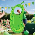 Large 71 x 36 Inch Pickle Photo Booth Backdrop, Funny Green Dill Pickle Party Decorations Big Dill Photo Prop for Pickle Theme Birthday Kind of a Big Dill Decor Pickleball BBQ Party Supplies