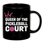 Panvola Queen of the Pickleball Court Pickleball Gifts for Women Wife Mom Grandma Aunt Girlfriend Ceramic Mug Gifts for Pickleball Lovers Coffee Cup (Black)