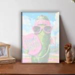 Aeontinity Pickleball Pickle Ballin Hobby Framed Canvas DIY Paint by Numbers Kit Bar Cafe Cave Home Room Wall Bathroom Porch Patio Decor Gift, 16 x 12 Inch