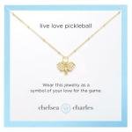 Chelsea Charles Pavé Pickleball Charm Necklace, Fashion Jewelry Gift for Women - Gold