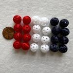 Mini Pickleball Beads Charms Set For Crafting Pickleball Accessories, 24 Small Beads, Size 12mm, Mini Pickleballs, Make DIY Pickleball Earrings, Unique Pickleball Gifts (Red, White & Blue)