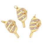 PH PandaHall 3pcs 18K Gold Plated Pickleball Charms, 1 inch Golden Pickleball Pendants Stainless Steel Sport Charms Metal Racket Pendants for DIY Earrings Bracelelts Necklaces Keychains Jewelry Crafts