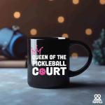 Panvola Queen of the Pickleball Court Pickleball Gifts for Women Wife Mom Grandma Aunt Girlfriend Ceramic Mug Gifts for Pickleball Lovers Coffee Cup (Black)