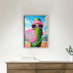 Aeontinity Pickleball Pickle Ballin Hobby Framed Canvas DIY Paint by Numbers Kit Bar Cafe Cave Home Room Wall Bathroom Porch Patio Decor Gift, 16 x 12 Inch