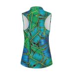 Irisjudy Women's Hawaiian Banana Leaf Sleeveless Tennis Shirt Golf Polo Tank Tops Quick Dry Tropical Style Plants Leaves Pickleball Shirts Zipper Summer T-Shirts, Green