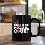 Panvola Queen of the Pickleball Court Pickleball Gifts for Women Wife Mom Grandma Aunt Girlfriend Ceramic Mug Gifts for Pickleball Lovers Coffee Cup (Black)