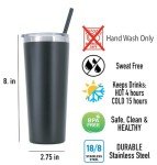 AVITO 22 oz Vacuum Insulated Tumbler - Laser Engraved Stainless Steel Drinking Cup with Lid and Straw - Personalized Pickleball Gift