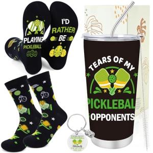 Keluna Pickleball Gifts for Men - 3Pcs Pickle Ball Gifts, 20Oz PB Tumbler, Socks, Keychain, Funny Pickleball Accessories Present for Dad Grandpa Husband Brother Boyfriend Uncle Christmas Fathers Day