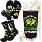Keluna Pickleball Gifts for Men - 3Pcs Pickle Ball Gifts, 20Oz PB Tumbler, Socks, Keychain, Funny Pickleball Accessories Present for Dad Grandpa Husband Brother Boyfriend Uncle Christmas Fathers Day