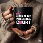 Panvola Queen of the Pickleball Court Pickleball Gifts for Women Wife Mom Grandma Aunt Girlfriend Ceramic Mug Gifts for Pickleball Lovers Coffee Cup (Black)