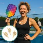 PH PandaHall 3pcs 18K Gold Plated Pickleball Charms, 1 inch Golden Pickleball Pendants Stainless Steel Sport Charms Metal Racket Pendants for DIY Earrings Bracelelts Necklaces Keychains Jewelry Crafts