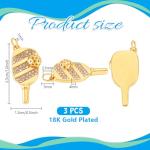 PH PandaHall 3pcs 18K Gold Plated Pickleball Charms, 1 inch Golden Pickleball Pendants Stainless Steel Sport Charms Metal Racket Pendants for DIY Earrings Bracelelts Necklaces Keychains Jewelry Crafts