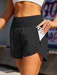 BMJL Women's Athletic Shorts High Waisted Running Short Pocket 2.5" Sporty Shorts Gym Elastic Workout Shorts(XL,Black)
