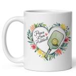 Peace Love Pickleball Ceramic Coffee Mug 11oz Sign Heart Paddle Dink Rally – Tea Coffee Mug with Comfortable Grip – Unique Sport Gift Cup for Office or Home – Vibrant Long-Lasting Print ID44991