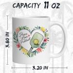 Peace Love Pickleball Ceramic Coffee Mug 11oz Sign Heart Paddle Dink Rally – Tea Coffee Mug with Comfortable Grip – Unique Sport Gift Cup for Office or Home – Vibrant Long-Lasting Print ID44991