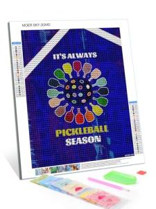 MOER SKY Retro Cool Pickleball Paddles Diamond Art Painting Art Kits 5D DIY Diamond Art Kits Home Wall Decor 12x16inch