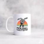 Panvola Life Pickleball Makes it Better Pickleball Gifts Sports Player Dad Mom Uncle Aunt Boyfriend Girlfriend Coach Gifts Novelty Drinkware Ceramic Mug 11 oz White