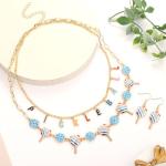 PHALIN Pickleball Choker Necklace Set - Women's Blue Crystal Earrings & Necklace - Perfect for Game Day, Birthday, Pickleball Enthusiasts