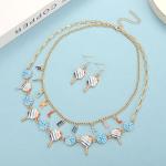 PHALIN Pickleball Choker Necklace Set - Women's Blue Crystal Earrings & Necklace - Perfect for Game Day, Birthday, Pickleball Enthusiasts