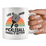 Panvola Life Pickleball Makes it Better Pickleball Gifts Sports Player Dad Mom Uncle Aunt Boyfriend Girlfriend Coach Gifts Novelty Drinkware Ceramic Mug 11 oz White