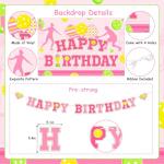 SHADOAMP Pickleball Party Decoration Girls, Pink Pickleball Themed Happy Birthday Backdrop Banner Cake Cupcake Topper Latex Balloons for Sports Themed Birthday Party Supplies