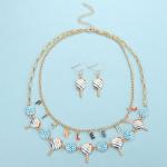 PHALIN Pickleball Choker Necklace Set - Women's Blue Crystal Earrings & Necklace - Perfect for Game Day, Birthday, Pickleball Enthusiasts