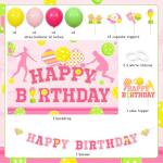 SHADOAMP Pickleball Party Decoration Girls, Pink Pickleball Themed Happy Birthday Backdrop Banner Cake Cupcake Topper Latex Balloons for Sports Themed Birthday Party Supplies