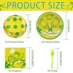 96Pcs Pickleball Party Supplies Pickleball Party Plates Napkins Forks Disposable Pickleball Tableware Set for Pickle Ball Party Decorations Pickleball Themed Party, Serves 24