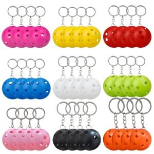 Varku 36 Pcs Pickleball Keychain,Colorful Plastic Key Chains for Women and Men,Sturdy Metal Key Rings, Assorted Colors,1.65 in Diameter,Great for Presents,Luggage Tags,Party Favors ﻿