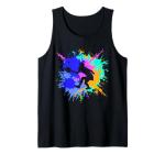 Colorful Paint Splash Pickleball Heartbeat Dink Squad Court Tank Top