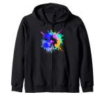 Colorful Paint Splash Pickleball Heartbeat Dink Squad Court Zip Hoodie