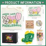 JoycuFF Pickleball Gifts for Women Pickleball Stuff Accessories for Girls Include 16OZ Glass Cup, Tote Bag, Makeup Bag, Bracelet, Funny Socks, Stickers Birthday Gifts for Sport Lovers & Players