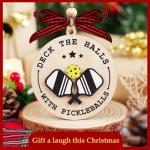 2 Layer Pickleball New Year Gifts - Pickle Ball Ornaments for Happy New Year Decoration - Pickleball Gifts for Women, Men Players - Sport Ornament 2025 - Pickle Ball Gifts