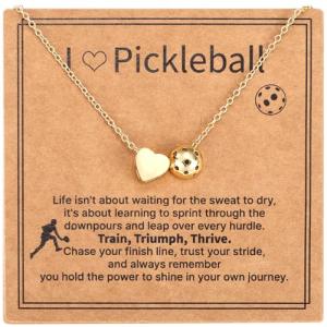 Mikovivi Pickleball Necklace, Sport Jewelry Pendant with Inspirational Card Ideal for Women Couples Pickleball Fans & Player Accessory