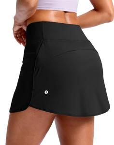 SANTINY Skorts for Women with Pockets High Waisted A Line Golf Skirts Athletic Tennis Skirt for Casual Pickleball (Black_M)