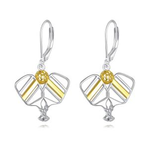 Pickleball Earrings 925 Sterling Silver Pickleball Drop Earrings Birthday Mother's Day Sport Jewelry for Women Lover Wife