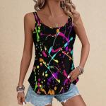 Rainbow of Neon Paint Camisole Vest Women Sleeveless Sleeve Tops Sports Tank Top Fashion Pickleball Shirts Camisole Dry Fit Summer Gym Tanks S