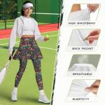 Irisjudy Retro Forest Mushroom Tennis Skirt with Leggings for Women Jungle Plant Mushrooms Golf Pickleball Yoga Skirted Leggings Mushroom Lover High Waisted Stretch Sweatpants